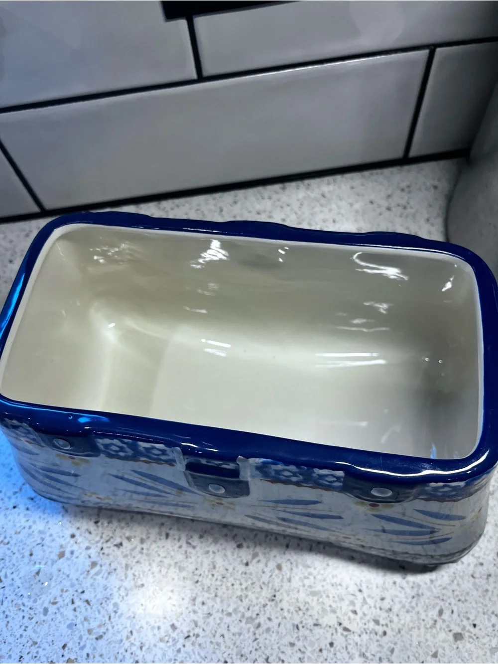Temptations by Tara Blue White Ceramic Purse Handbag Cookie Jar